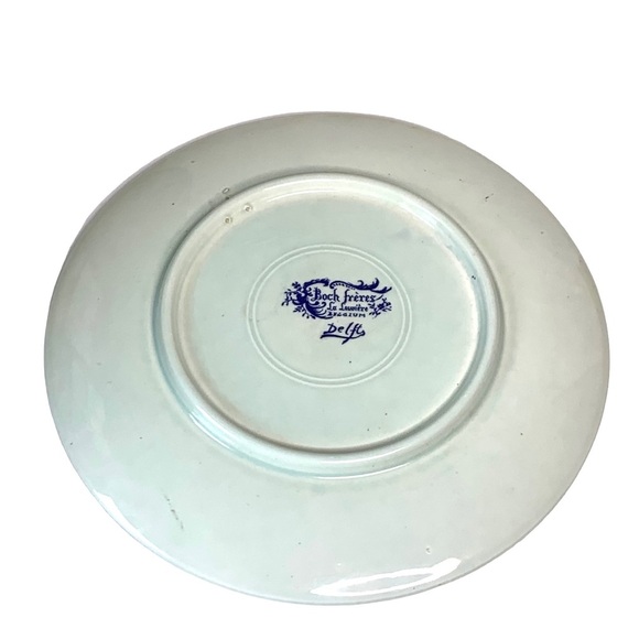 BOCH FRERES La‎ Louvière Delft Blue & White Woman Portrait Reading Book Plate - Picture 3 of 5